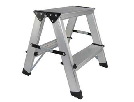 Taburete aluminio plegable 2 peld.37x37