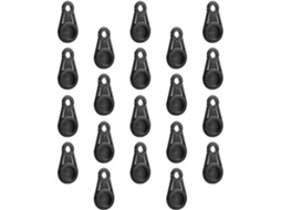 Conjunto de 16 clipes de fixação resistentes para tendas, em plástico preto.