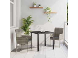 Vidaxl Conjunto De Jantar Para Jardim 3 Unid. Cinzeto Vime Pe
