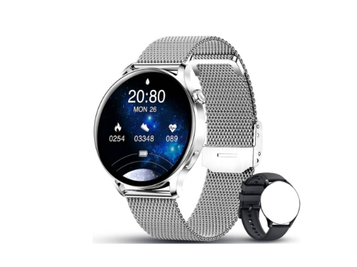 Relógio Bestvite Connected Feminino Chamadas Bluetooth Pedômetro Fc Controle De Música Sono Pulseira Inteligente Ip67 Prata