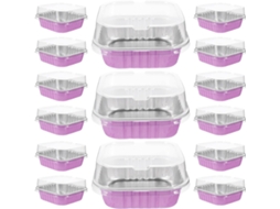 Conjunto De 20 Forminhas Alumínio Kichvoe 100ml Com Tampas Rosa Fúcsia, Moldes Descartáveis Para Cupcakes E Tiramisu