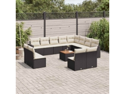 13 Pcs Conjunto De Sofás De Jardim Com Almofadões Vime Pe Preto Dkd Home Decor