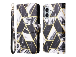 Capa Em Couro Pu, Para Apple Iphone 16plus - Preto