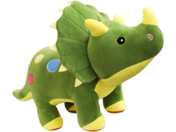 Dinossauro Triceratops De Pelúcia 40cm, Boneco Verde Em Algodão Pp,
