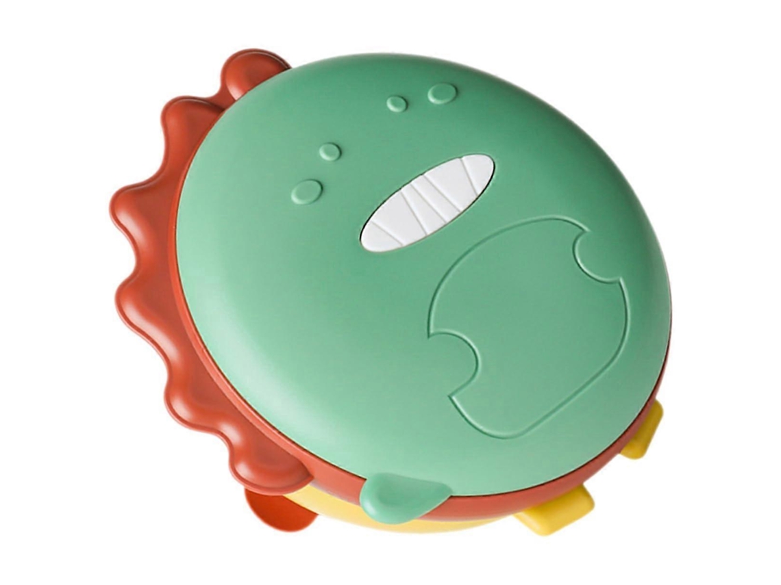 Prato Dividido Com Ventosa Para Bebês, Com Forte Aderência À Mesa E Design Fácil De Limpar, Na Cor Verde Com Estampa De Dinossauro.
