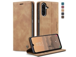 Capa Para Samsung Galaxy A17 4g De Couro Multifuncional Horizontal Flip Marrom