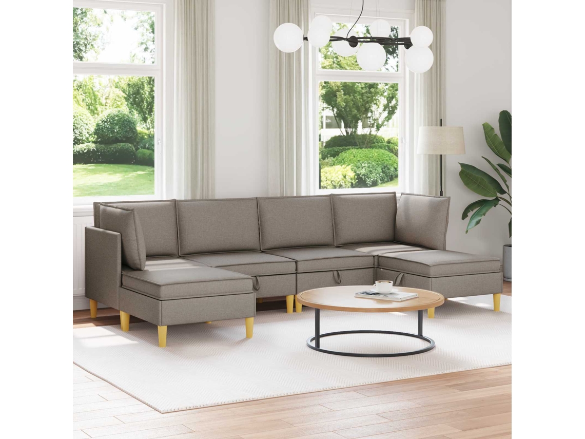 Vidaxl Conjunto De Sofá Modular Com Armazenamento 6 Unid. Tecido