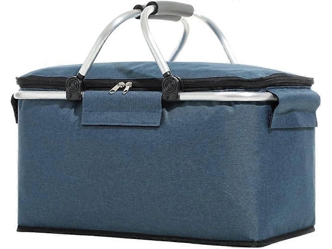Cesta De Piquenique Térmica Dobrável De 30 Litros, Ideal Para Compras E Viagens. Estrutura Robusta Em Alumínio, Forro Impermeável E Design Dobrável.