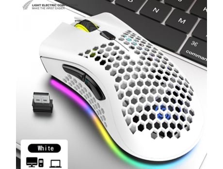 Viper Bm600 Leve Buraco Oco Carregando Jogo De Mouse Sem Fio Brilhante Rgb Computador Branco