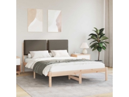 Vidaxl Estrutura De Cama Com Cabeceira Estofada Cinzento-acastanhado