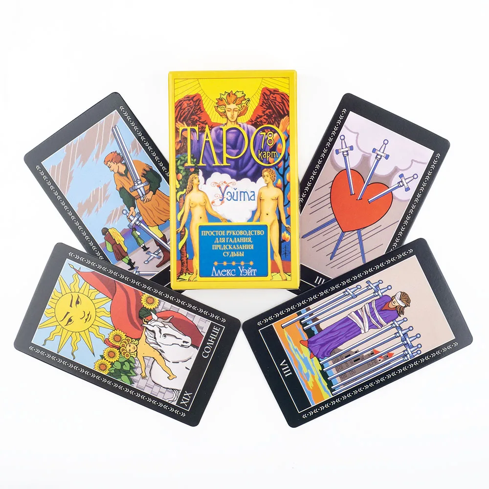 Baralho de Tarô Rider waite de 78 Cartas, Tarô da Ilusão Russa, Tarô do Destino, 10,3 X 6 Cm MDUG