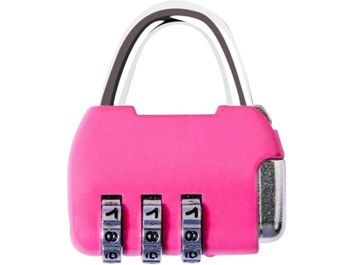 Mini Cadeado Rosa com Código 3 Dígitos BRILVIBERA