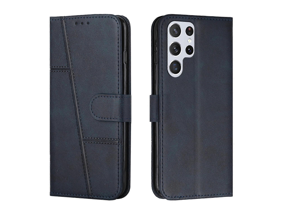 Capa De Couro Com Fivela E Textura De Bezerro Para Samsung Galaxy S22 Ultra 5g
