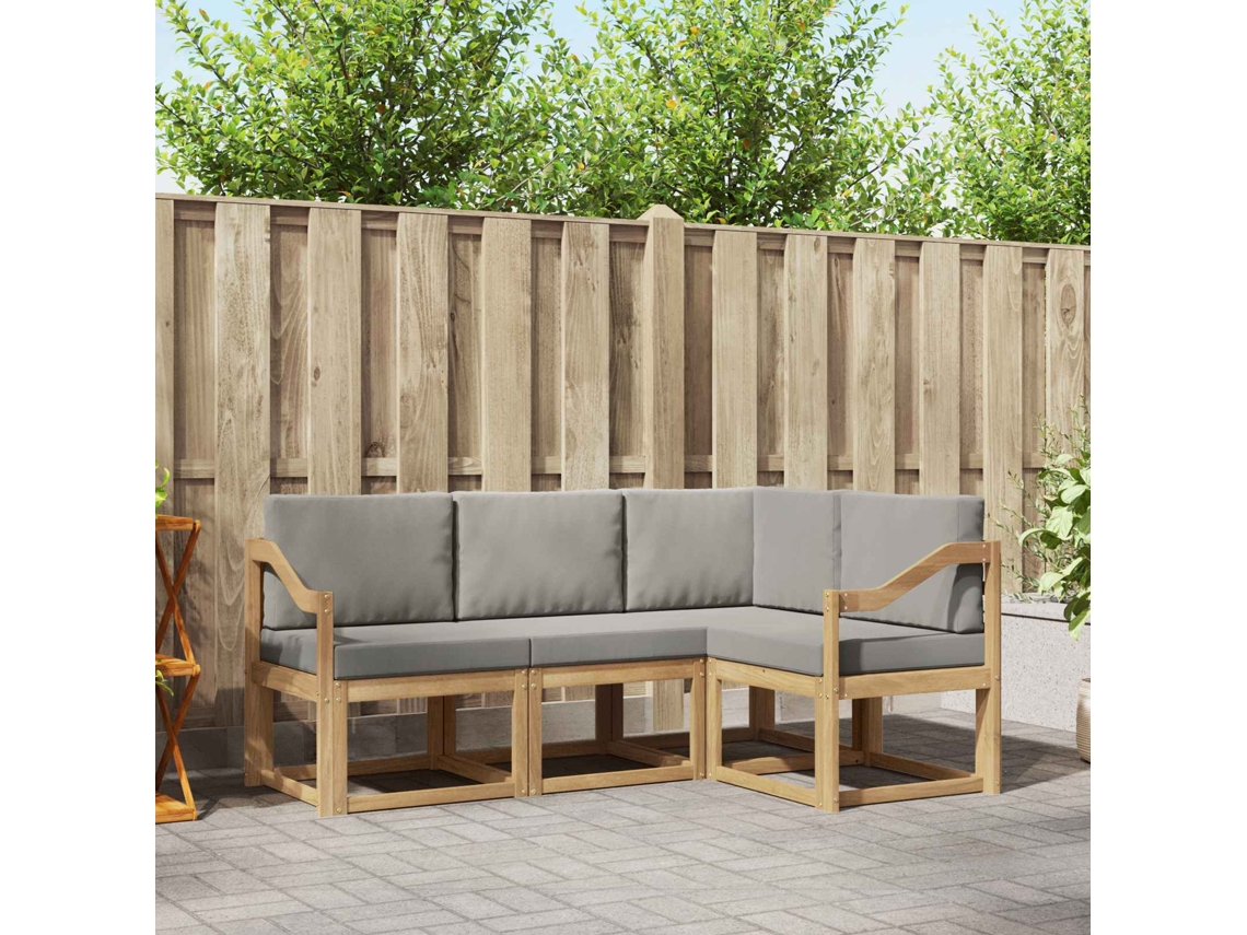 Vidaxl Conjunto De Sofás Para Exterior 4 Unid. Branco E Cinzento-claro