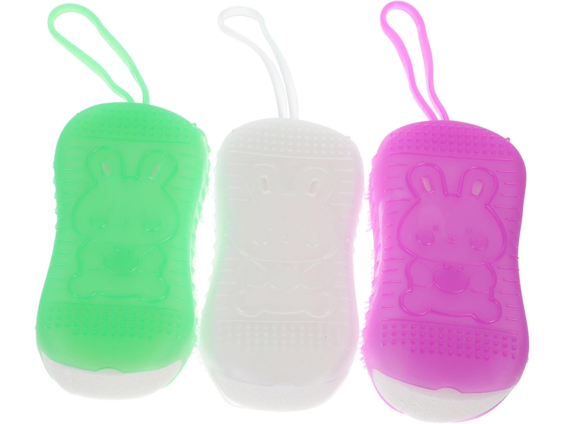 Conjunto De Escovas Banho Multifuncionais Silicone Baluue, Cor Aleatória, 3 Peças, Para Pendurar, Para Massagem E