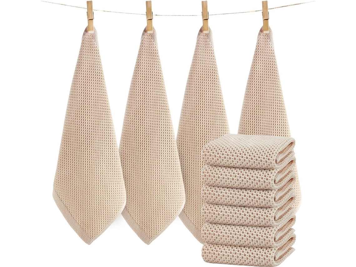 Conjunto De 6 Panos De Prato De Algodão Bege