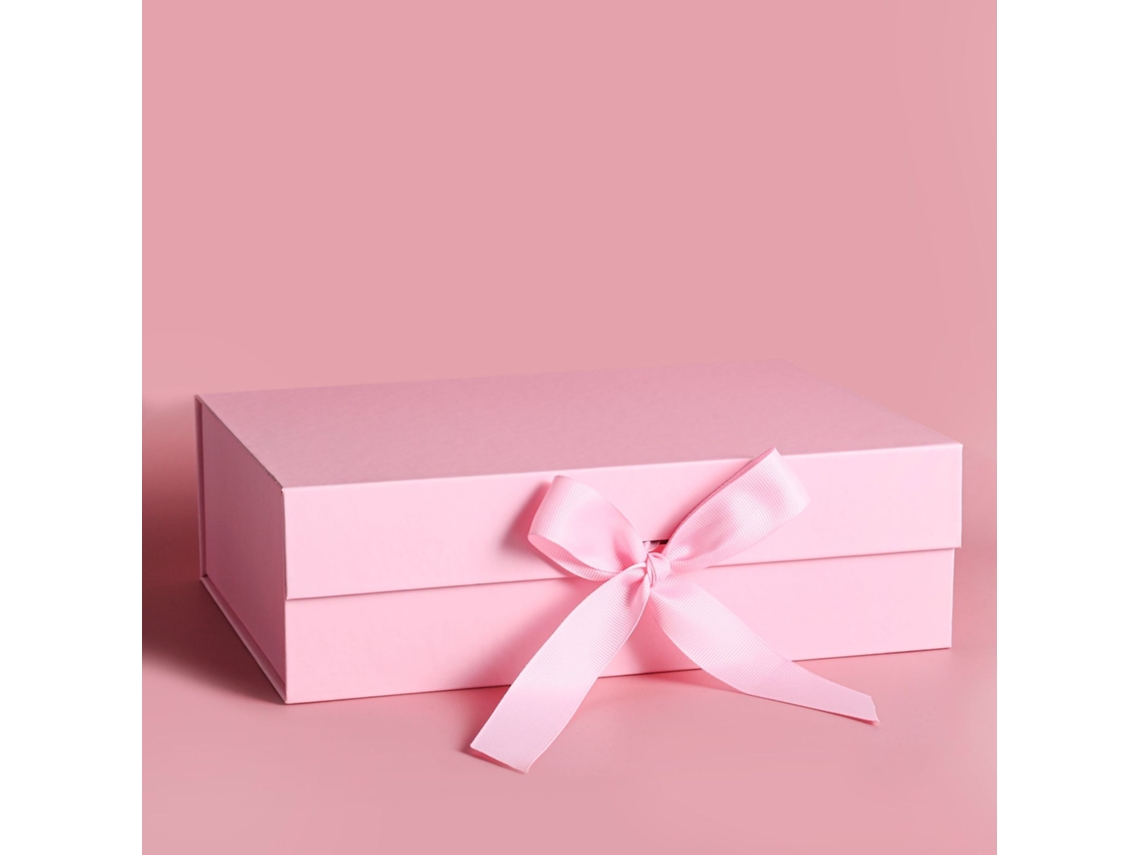 Caixa De Presente Rosa De Tamanho Médio Com Fita, Caixa De Presente Com Laço E Ímã. Aquaforge
