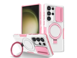 Capa Zruxe Compativel Com Samsung Galaxy S23 Ultra 5g (sliding Camshield - Magsafe - Tpu Hybrid Pc - Rosa - Branco)