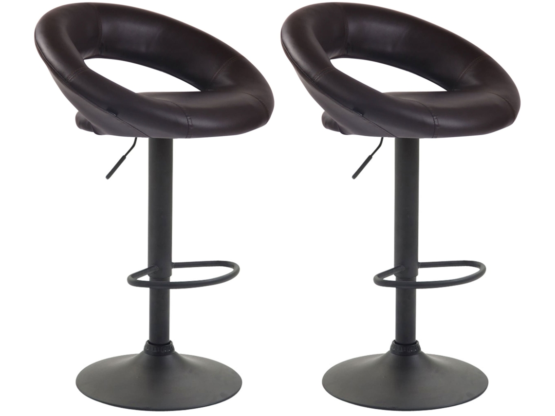 Conjunto de 2 bancos de bar Olinda em imitação de pele marrom/preto CLP