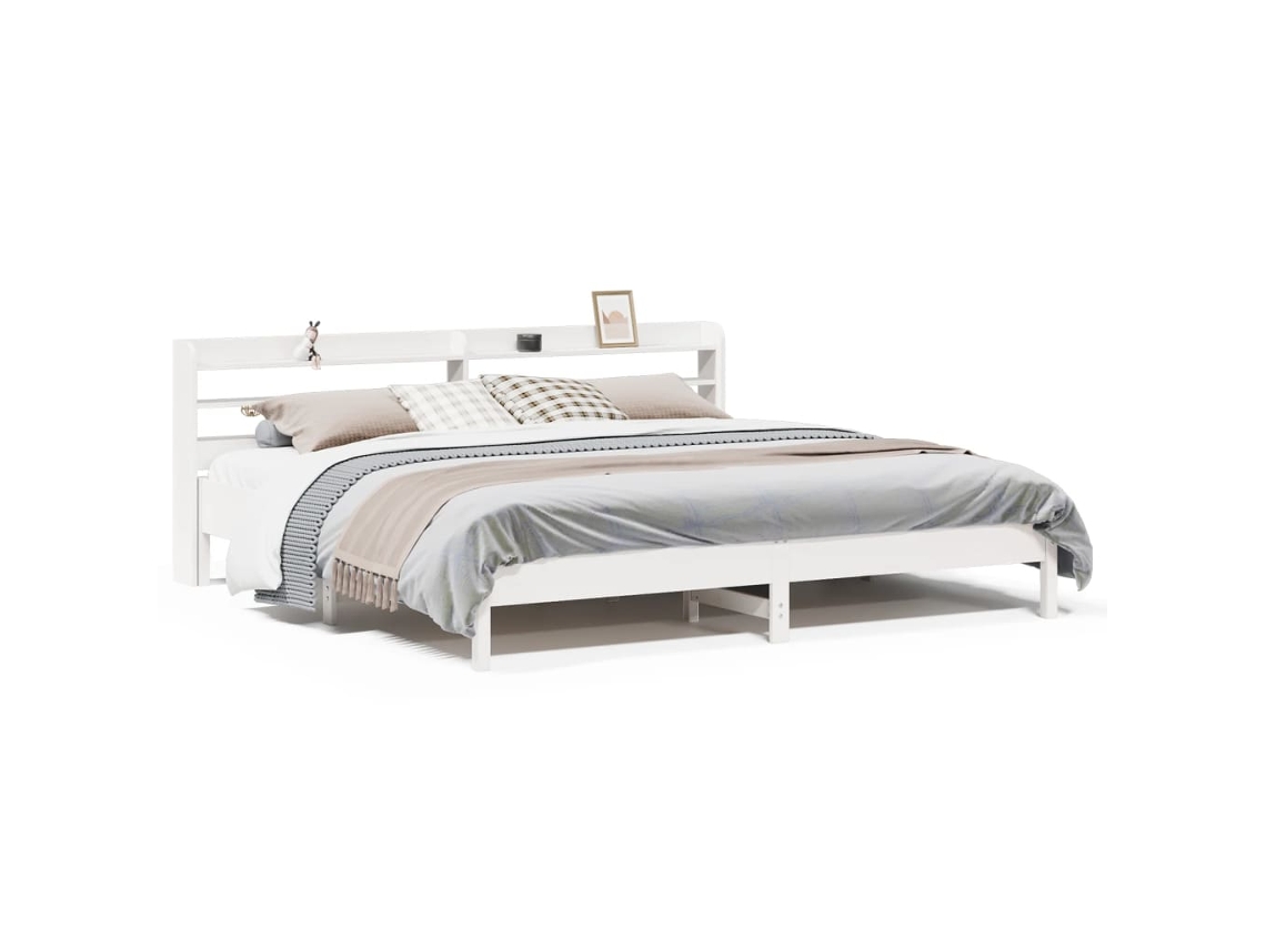 Bed Frame, Bed Frames Vidaxl Branco Madeira De Pinho (200 X 200 Cm)