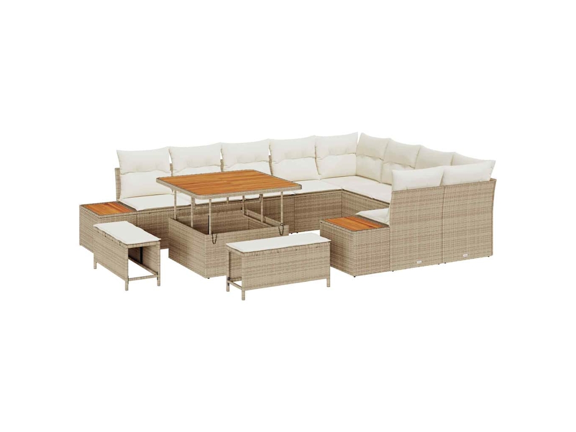 Conjunto 12 Conjunto De Sofá De Jardim Vidaxl Bege Vime Pe (100 X 100 X 71 Cm)