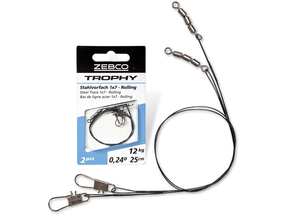 Conjunto de 2 Líderes em Aço ZEBCO Trophy Trace 1X7 Rolling 25 cm/15 kg