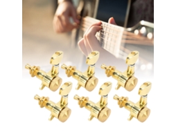 Conjunto de 6 Tarraxas de Afinação com Trava, Metálicas e Seladas, para Guitarra Elétrica AQUAFORGE (conjunto com 6 Tarraxas para a Esquerda)