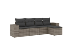 Conjunto de 5 Sofás de Jardim com Almofadões Vime Pe Cinzento MAISON EXCLUSIVE (5 pcs)