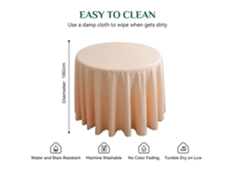 Toalha de Mesa Toalha de Mesa de Cor Sólida Impermeável e Lavável para Uso Interno e Externo 180 Cm Cor Damasco