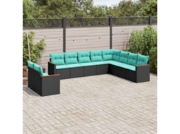 Vidaxl Conjunto De Sofá De Jardim Com 10 Peças E Almofadas Em Rattan Sintético Preto