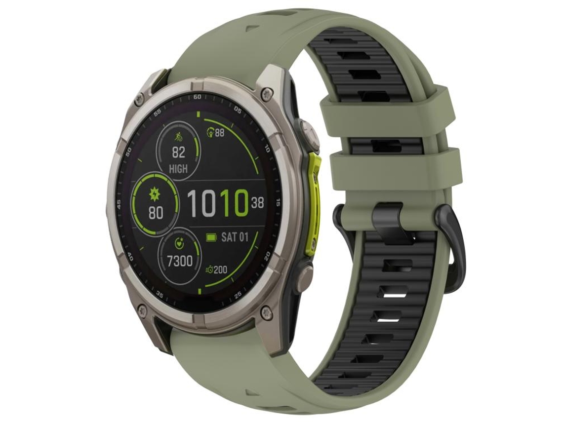 Bracelete Garmin Silicone Fivela de Aço Liberação Rápida Duas Cores Verde Militar + Preto XIAOMOYU (20mm)