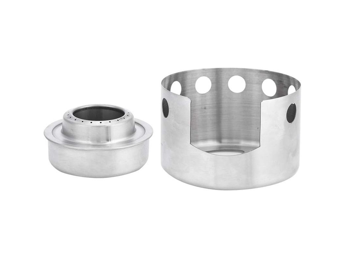 Estufa de álcool portátil para camping, senderismo, aço inox, com suporte resistente ao calor S/MARCA