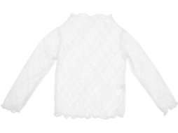 Camiseta Branca De Renda De Manga Comprida Para Meninas, Respirável.