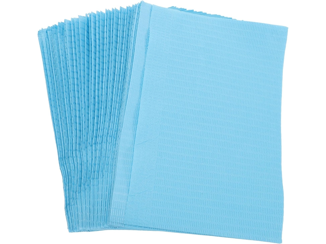Conjunto De 125 Tapetes De Manicure Reutilizáveis E Impermeáveis Em Papel De Fibra Azul.