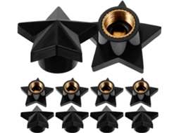 Conjunto De 10 Tampas De Válvula De Pneu Automotivas Em Aço Inoxidável Preto Com Padrão De Estrela.