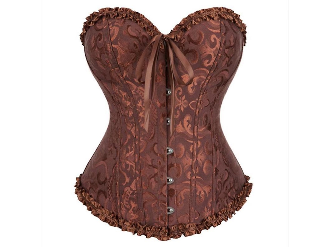 2026-corset Sexy De Encaje Para Mulher Com Estampa Floral, Top Bustier De Lingerie, Tamanhos Plus Size Cer L Marrón