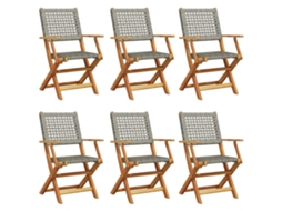 Maison Exclusive - Cadeiras De Jardim Dobráveis 6 Pcs Vime Pe/madeira Maciça Cinza
