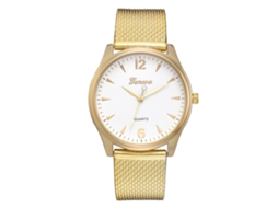 Relógio de Pulso Feminino Casual de Moda com Pulseira de Silicone para Negócios (dourado Branco)