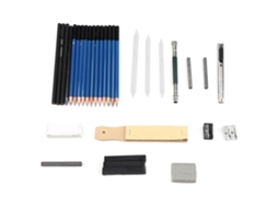 Kit profissional de lápis de desenho 32pcs com bolsa de transporte para esboço e arte | S/MARCA