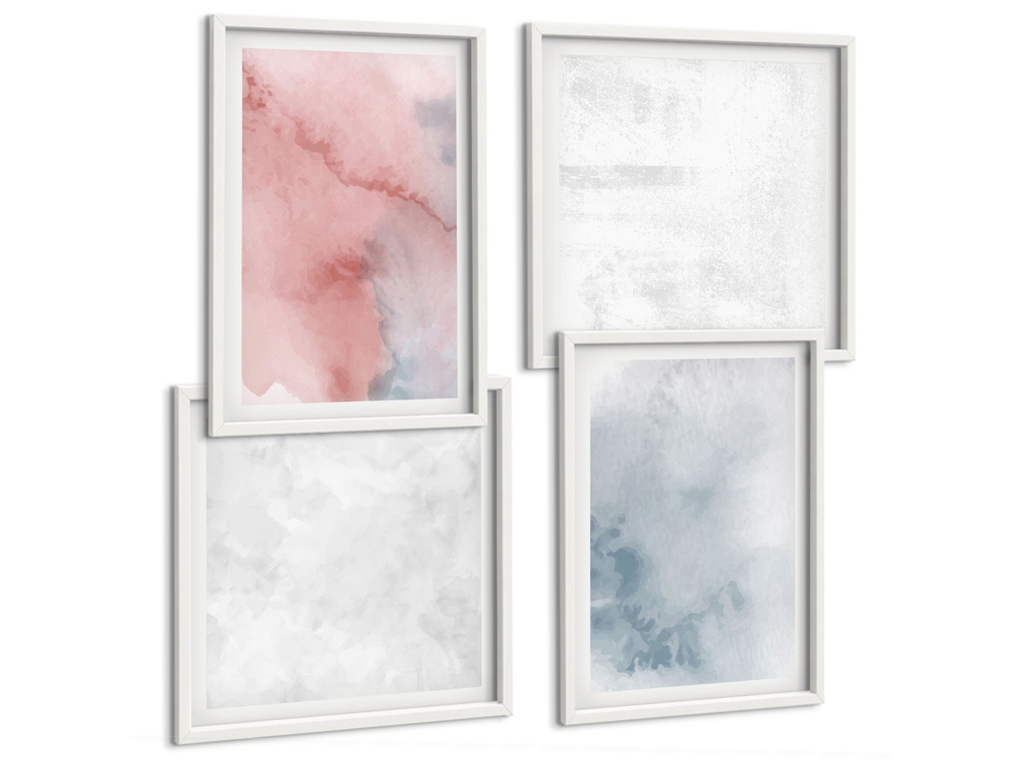 Composição De Quadros Aquarelas Pastel Texturas Espelharte (4 Peças)