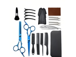 Kit De Tesoura De Corte Cabelo, 19pcs Ferramenta Profissional Para Corte De Cabelo (azul) Cuich