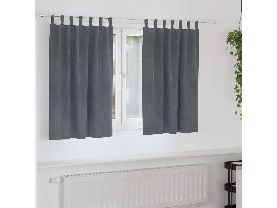 Vidaxl Cortinas Opacas 2 Unid. Cinzento-claro 140 X 140 Cm Veludo