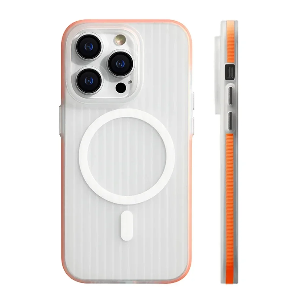 Capa Protetora Para Carregamento Sem Fio (laranja Para Iphone 13), Antiderrapante, Com Acabamento Fosco Em Policarbonato Rígido.