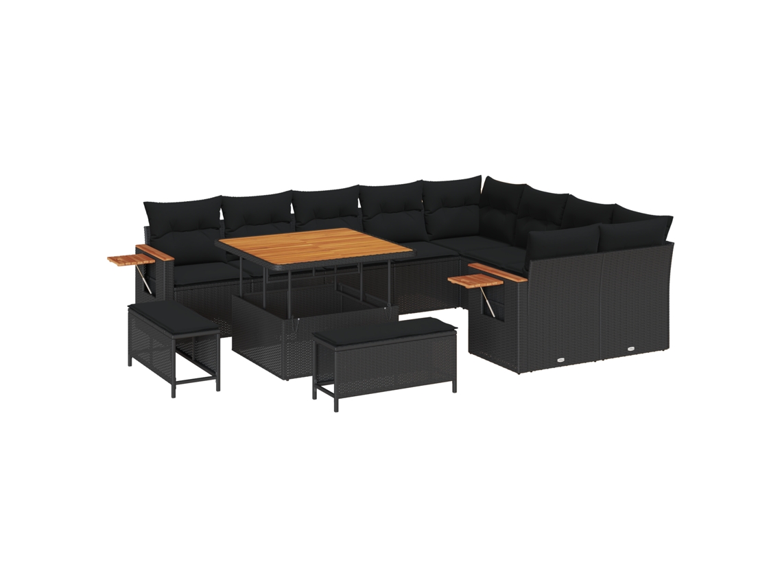 Conjunto 13 Conjunto De Sofá Modular Vidaxl Preto Vime Pe (289 X 234 X 85 Cm)