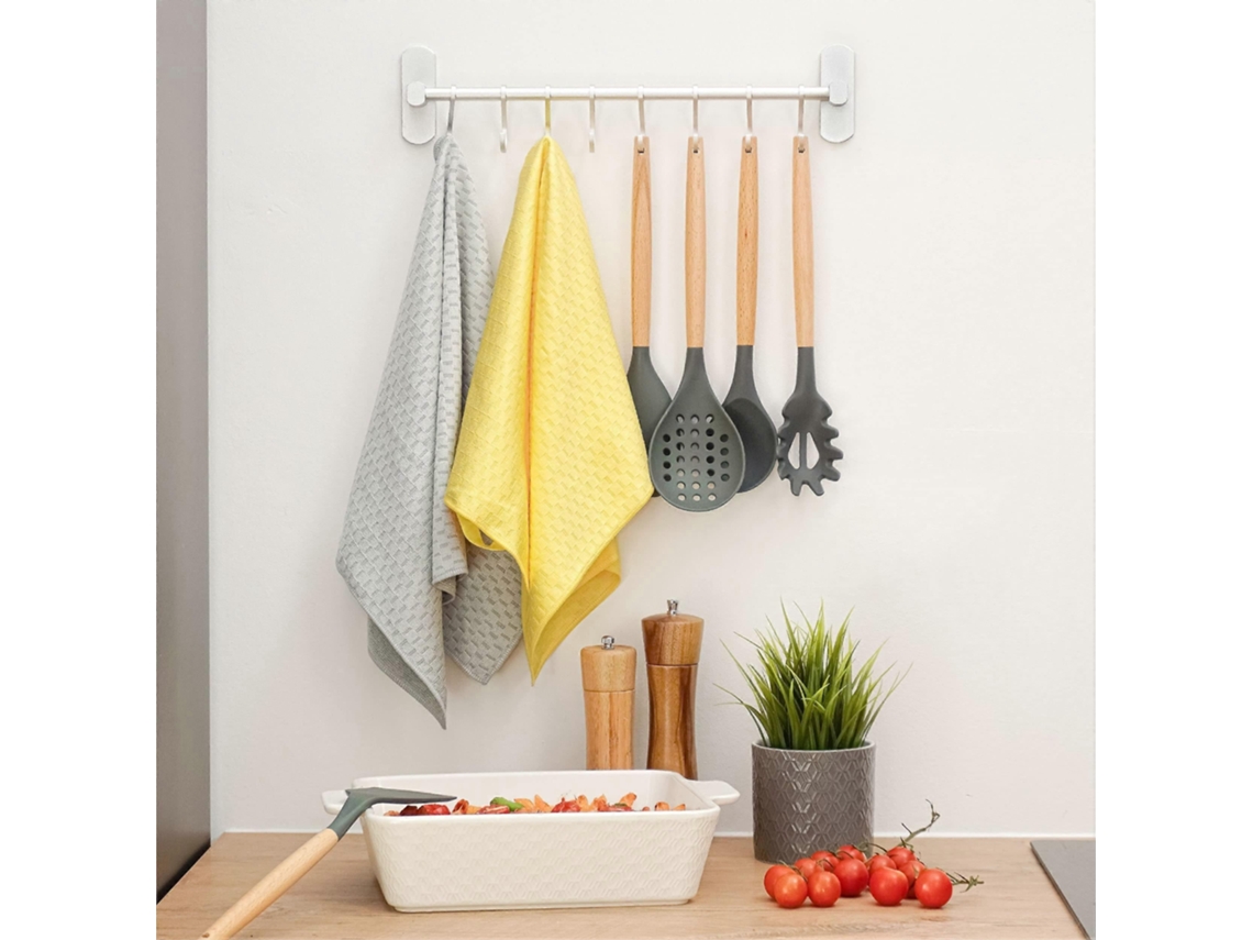 Suporte para Utensílios de Cozinha com 8 Ganchos, Sem Furos, Autoadesivo, 50 Cm BRILVIBERA