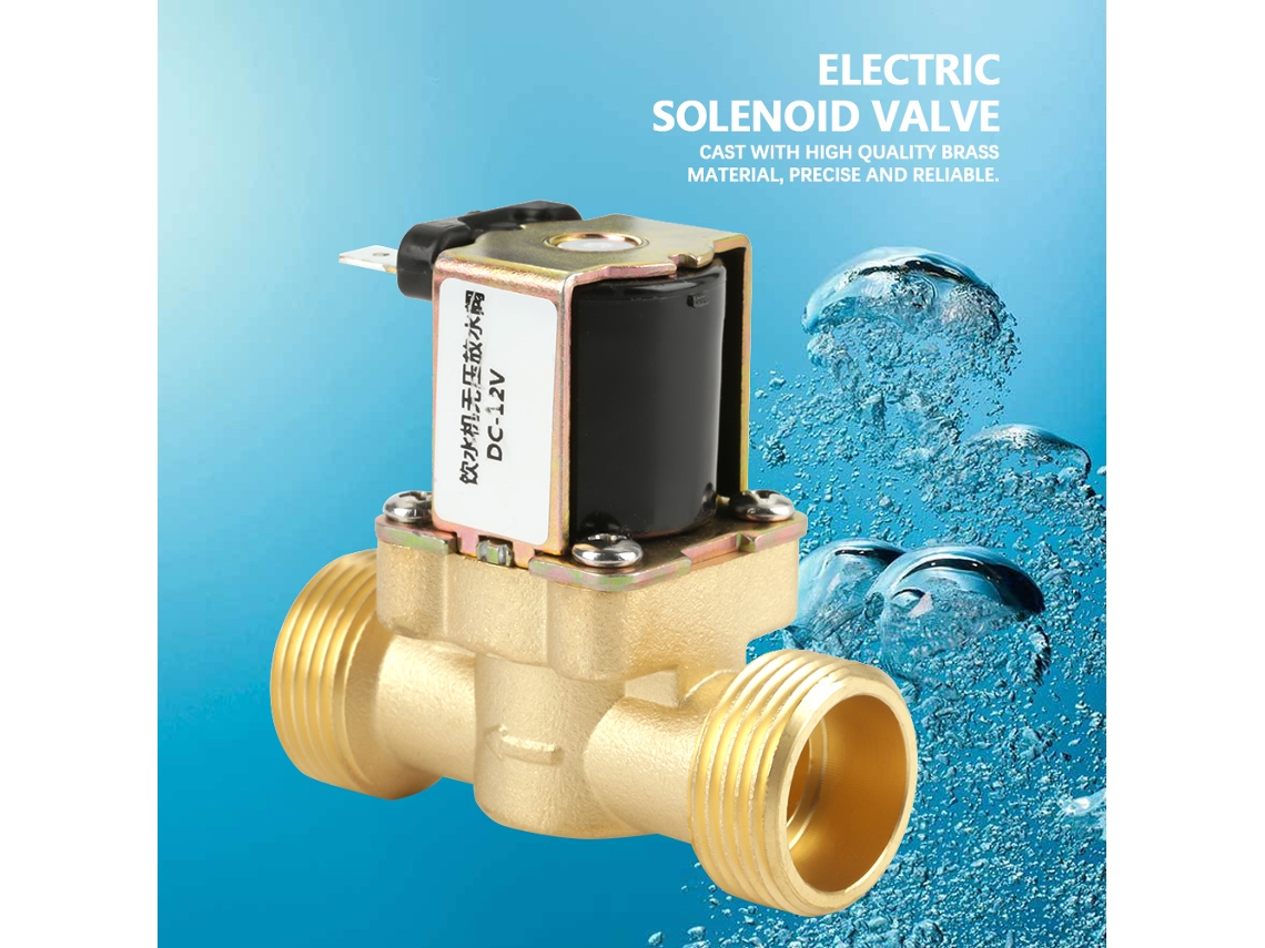 Válvula Solenoide Eléctrica Brass 12v G3/4 Laxiscreed - Normalmente Fechada, Dois Fios