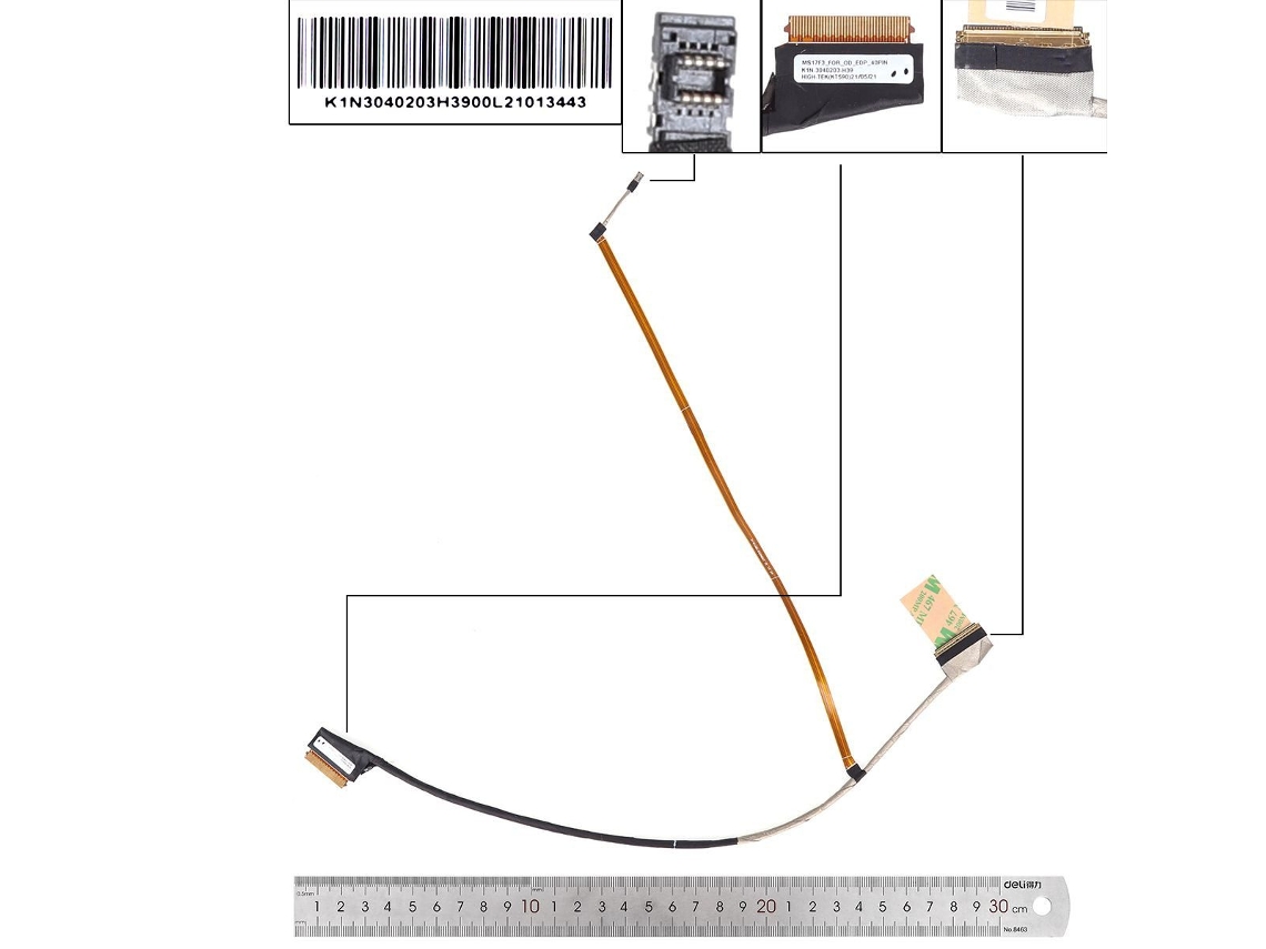 Cabo LCD/LED Msi GF75 Ms 17F3 Ms17F1 Ms17F2 Ms17F3 Ms17F4 Ms 17F5 17F6 40 pinos 0,5 K1N 3040203 H39 compatível