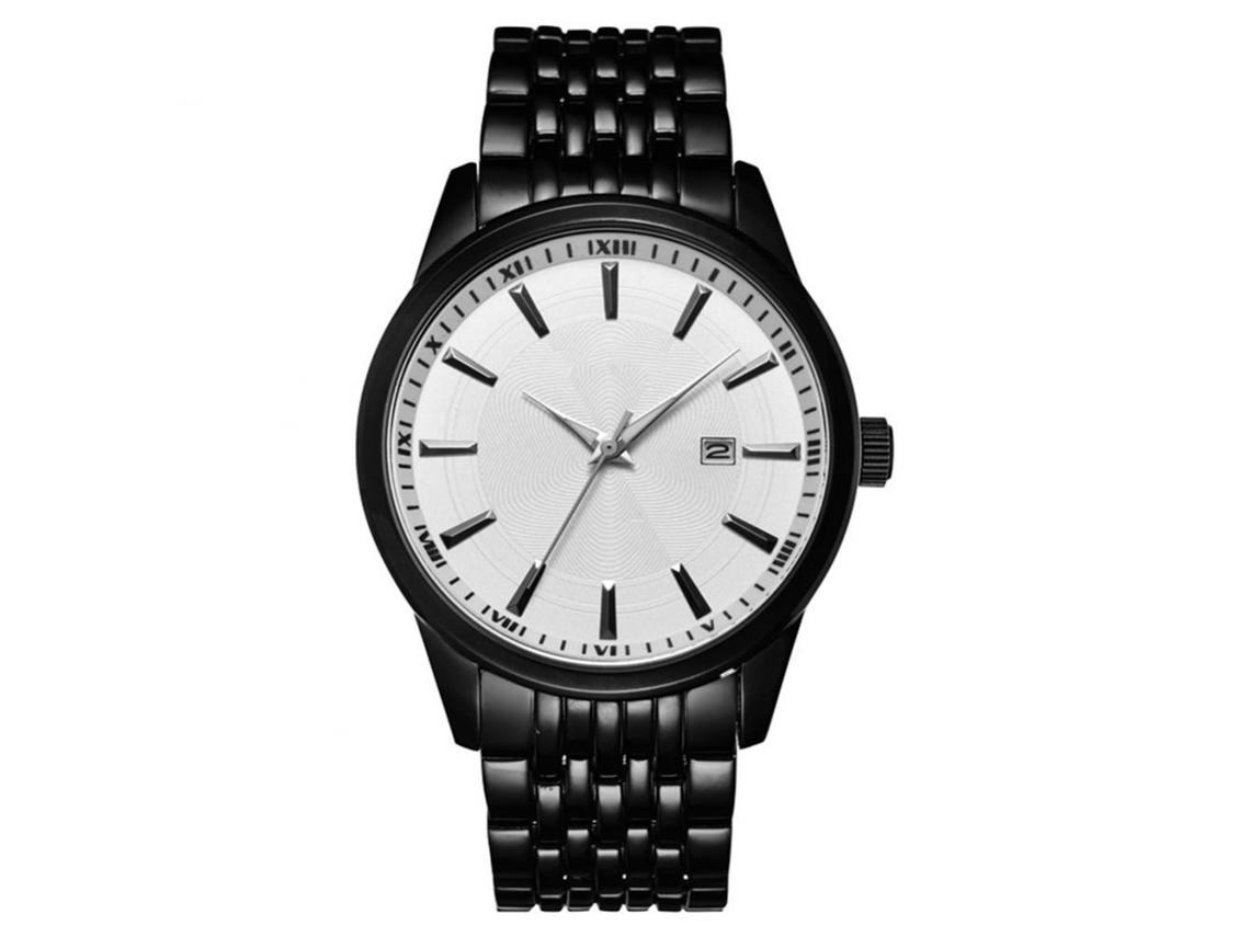 Reloj De Pulsera Hombre De Cuarzo Con Dial De Aleación Redondo Moda Negra Blanca
