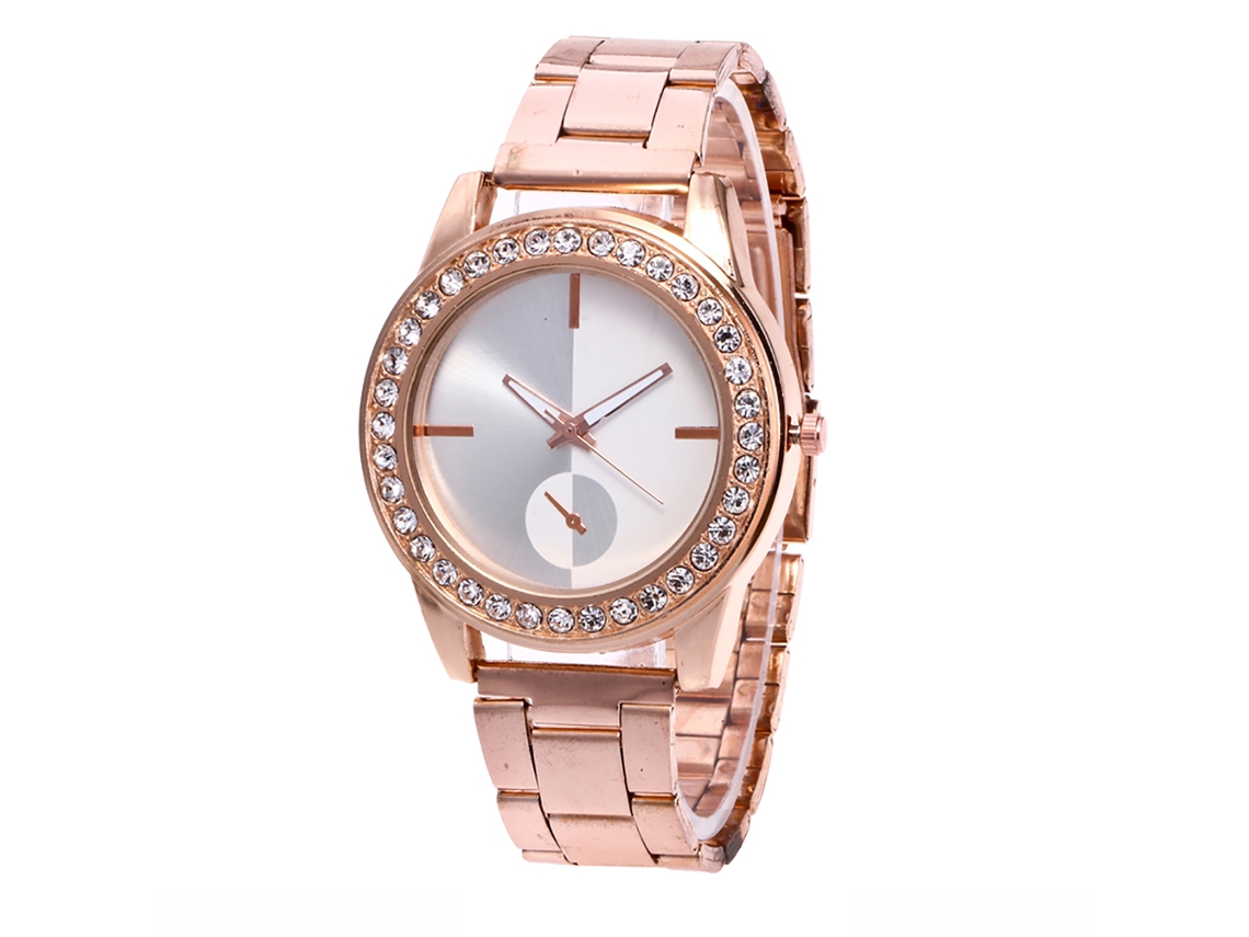 Relógio de quartzo unissex casual Zhoulianfa com pulseira de aço (ouro rosa)