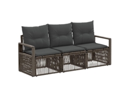 Vidaxl Conjunto De Sofá De Jardim 3 Pcs Cinzento Vime Pe